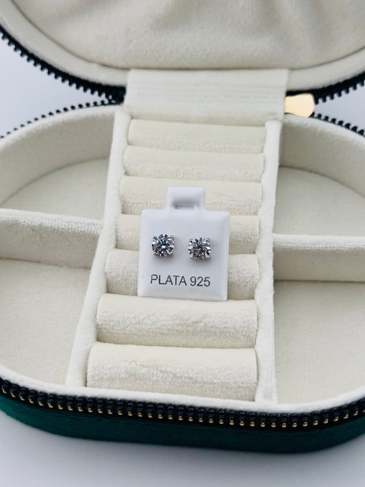 Aretes Solitario Clásico en Plata 925