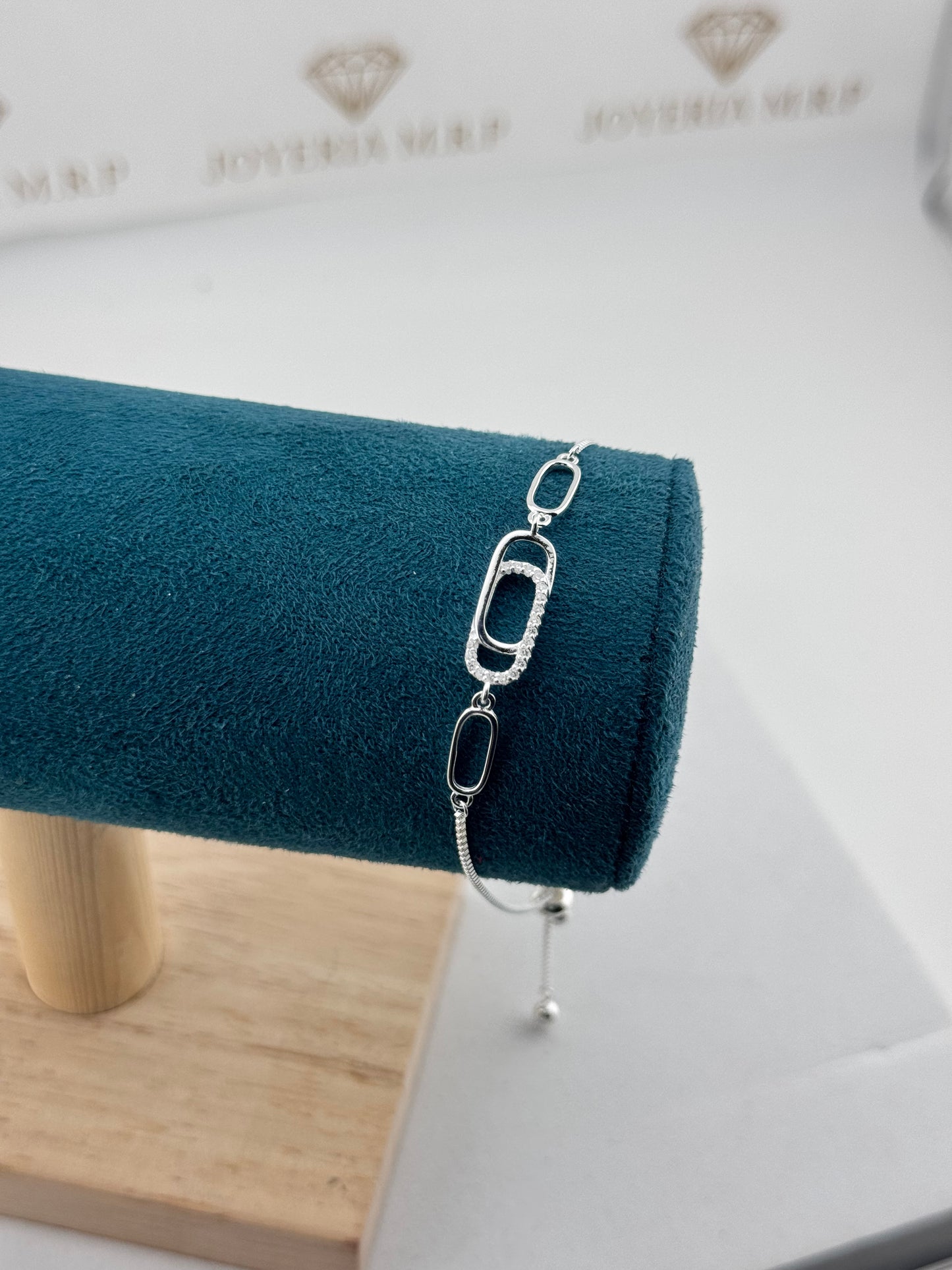 Pulsera Eslabones Rectangulares Ajustable – Plata 925