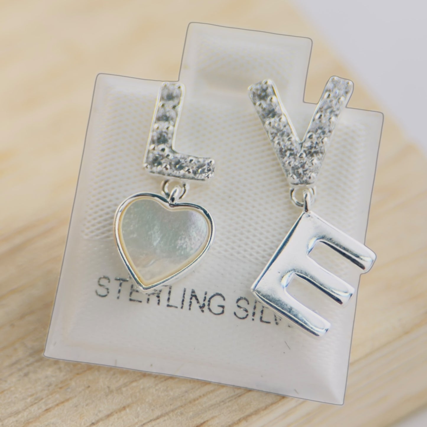 Aretes Plata 925 Love Asimétricos