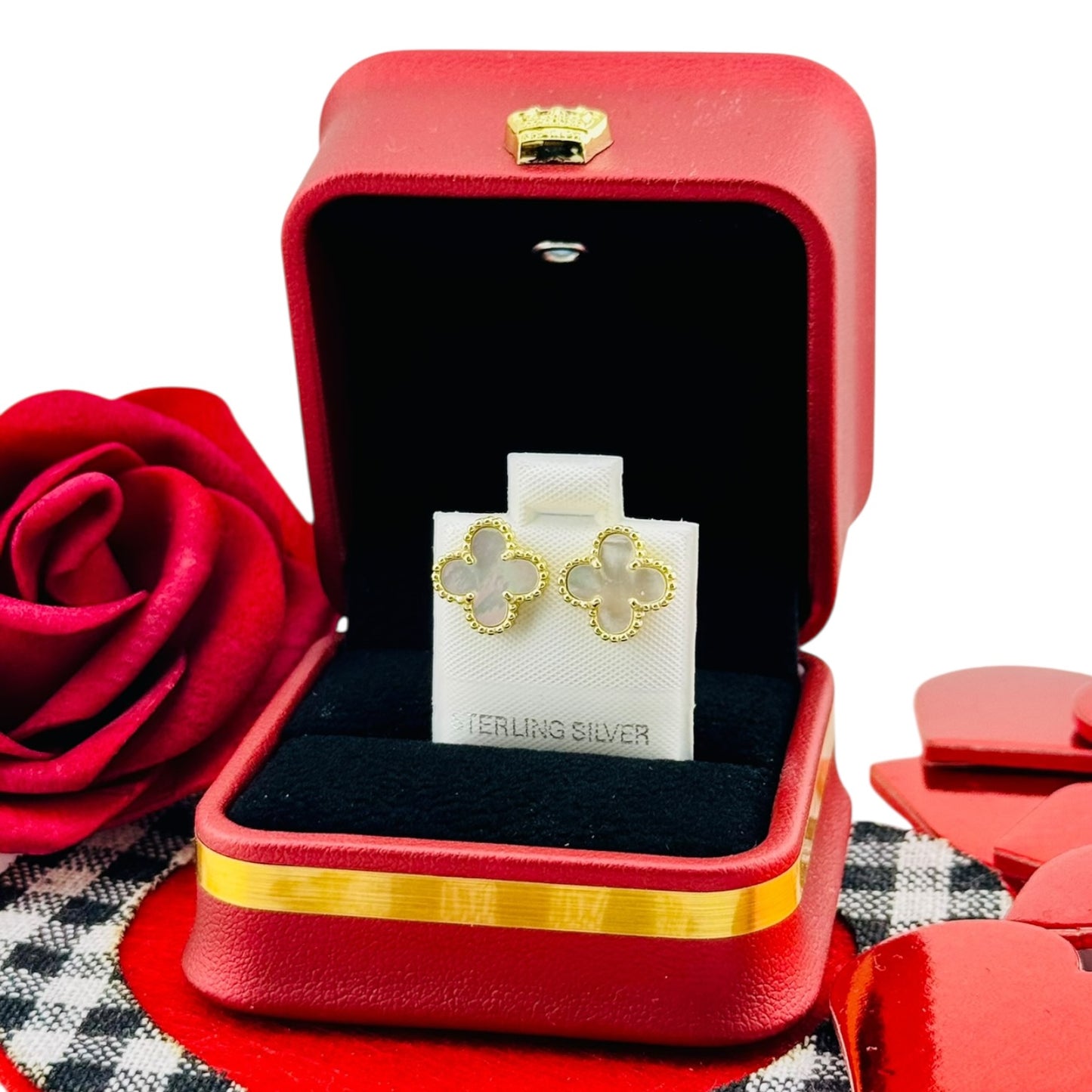 Aretes Trébol Clásico Plata 925 con Baño