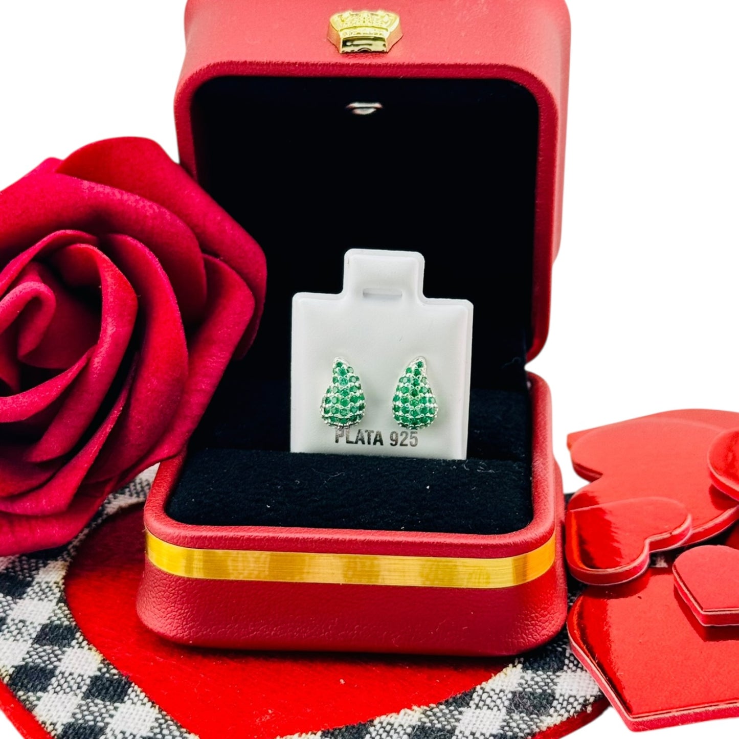 Aretes Gota Pavé Verde Plata 925