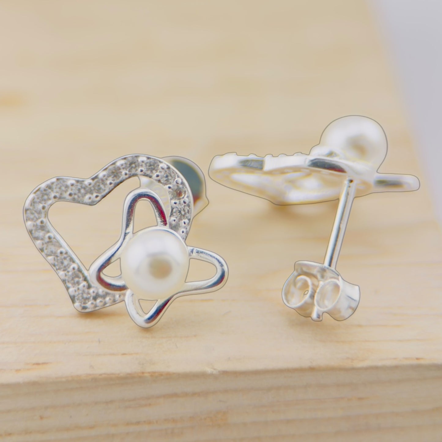 Aretes Corazón y Mariposa Plata 925