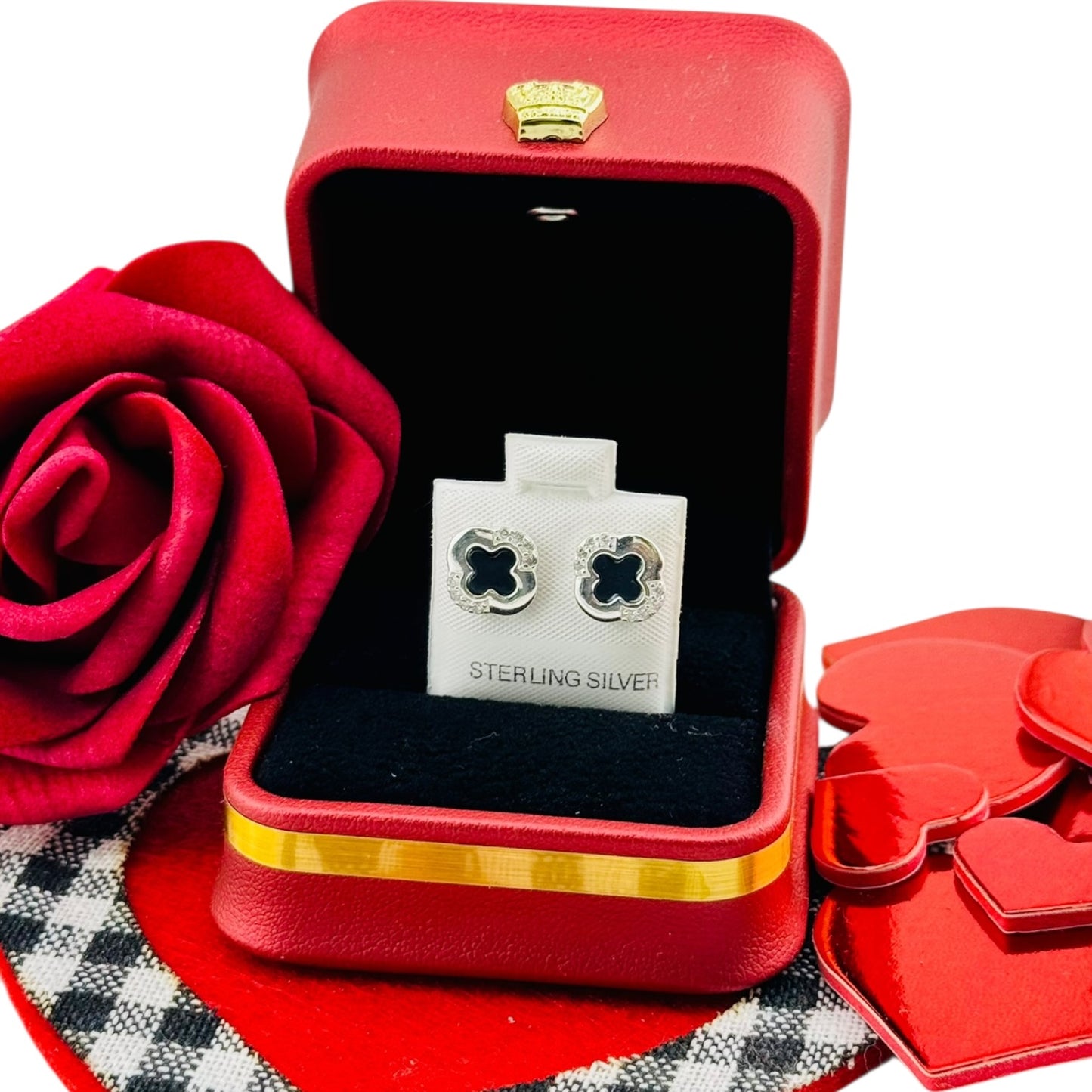 Aretes trébol halo brillante Plata 925