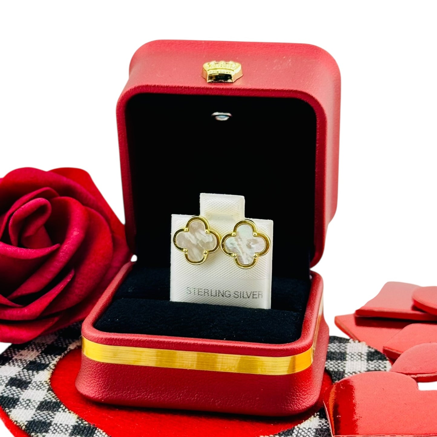 Aretes Trébol Clásico Plata 925 con Baño