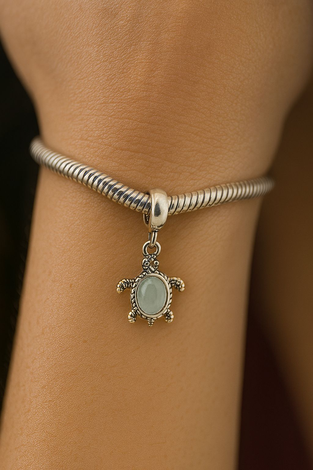 Charm "Tortuga Marina" con Cristal Iridescent en Plata 925