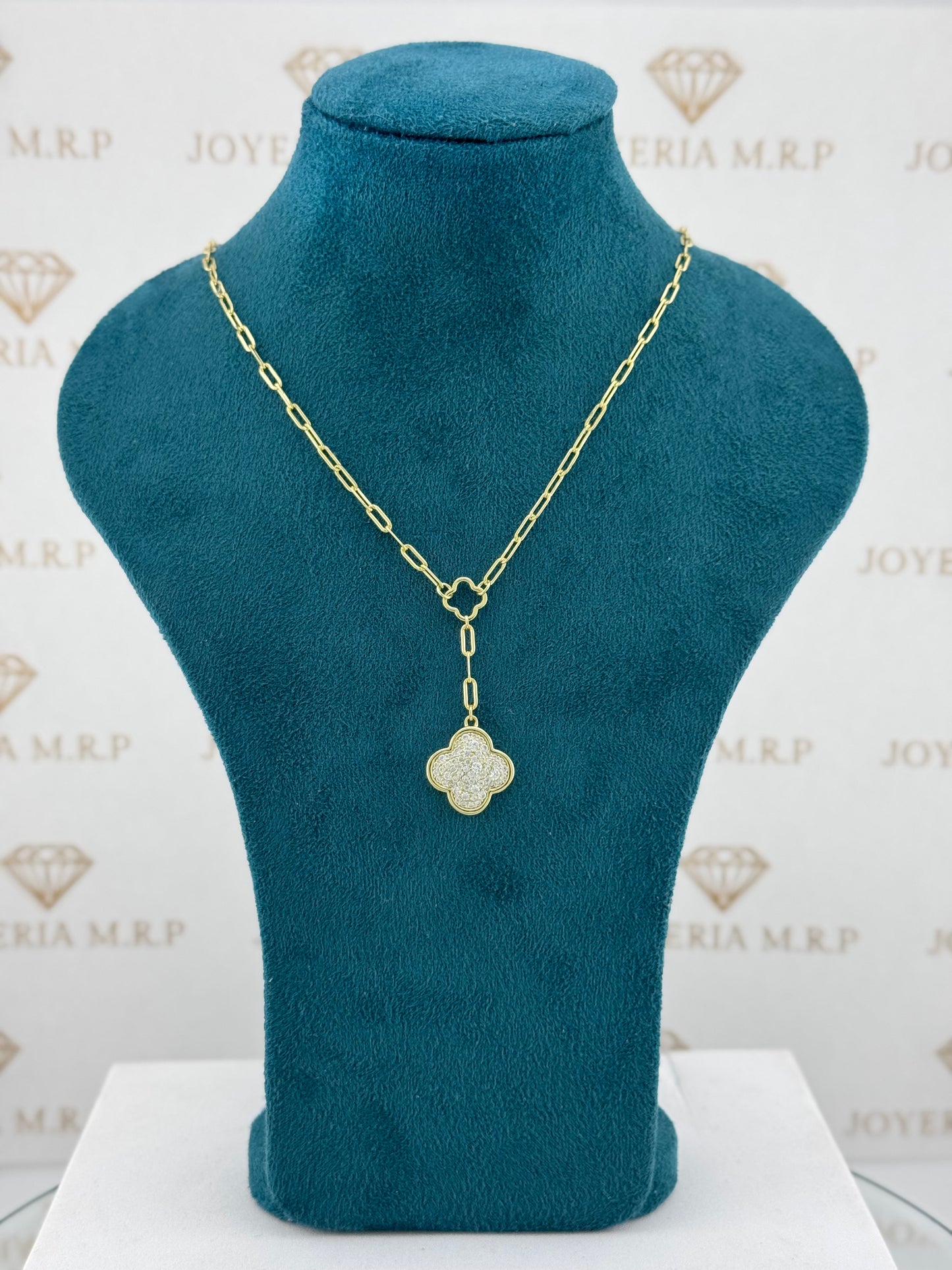 Gargantilla Y Trébol Pavé – Plata 925 Bañada en Oro