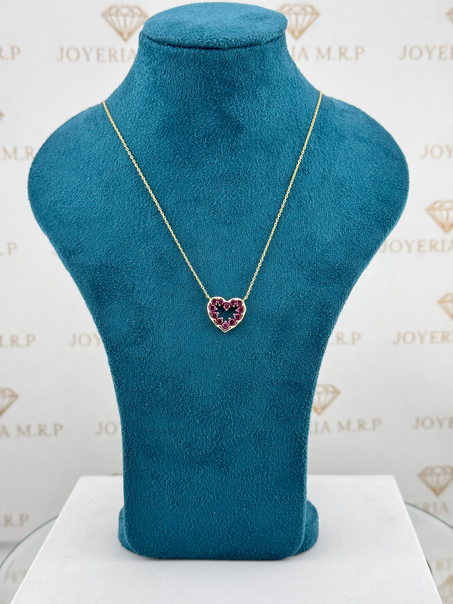 Gargantilla Corazón Rubí Brillante – Plata 925 Bañada en Oro