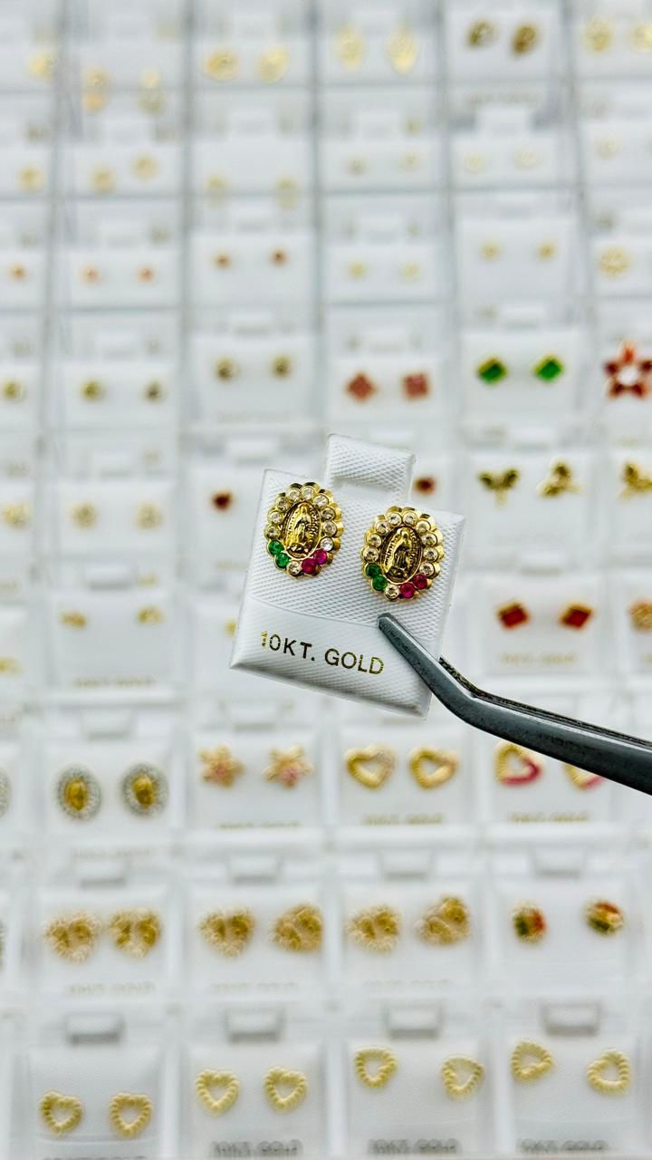 Aretes Virgen de Guadalupe en Oro 10K