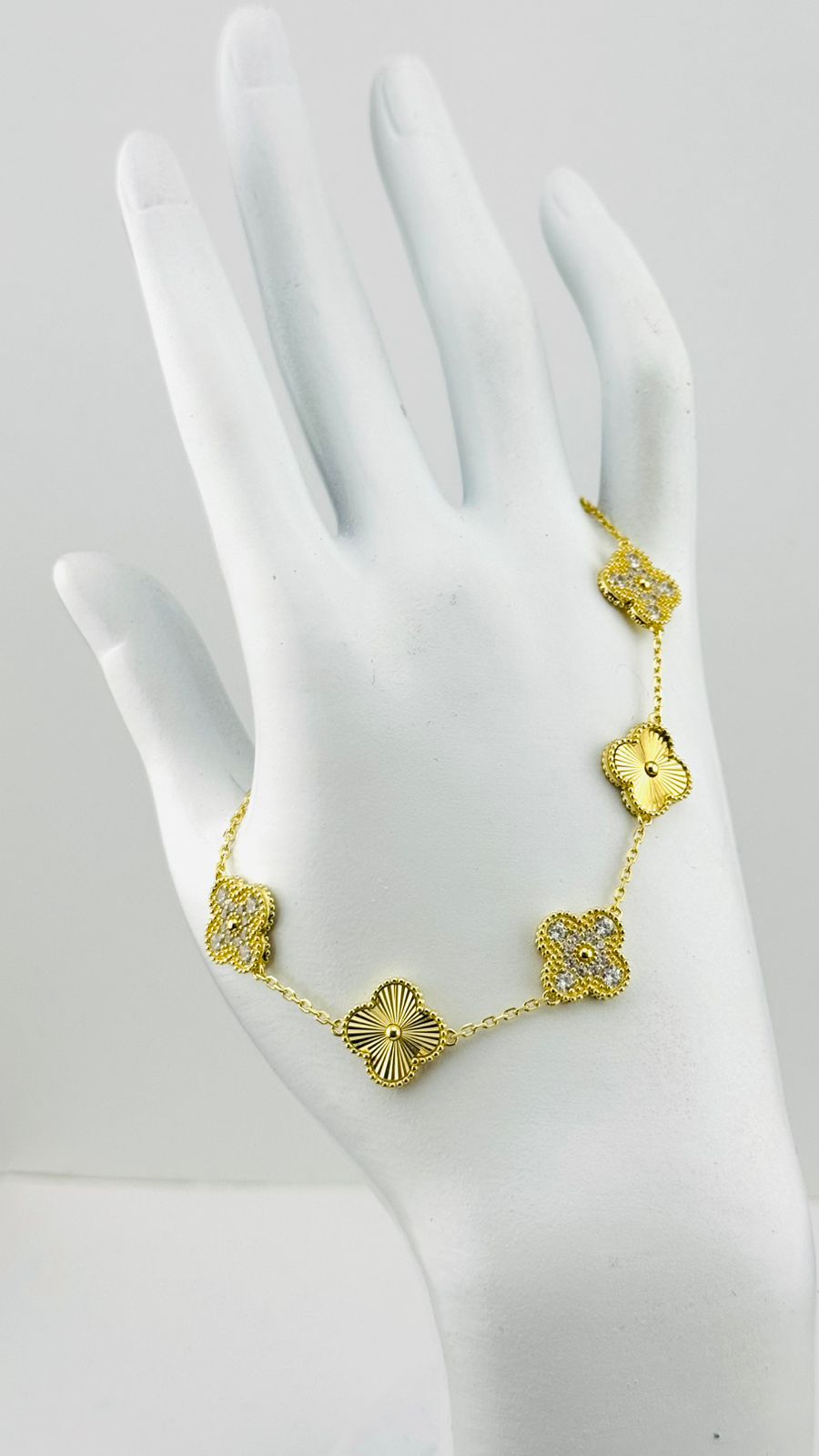 Pulsera de Lujo Tréboles Mixtos con Zirconia