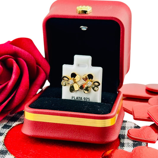 Aretes Flor Elegante Plata 925