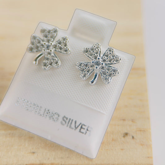 Aretes Trébol con Piedras en Plata 925