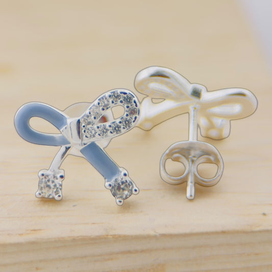 Aretes Lazo Plata 925 con Zirconias