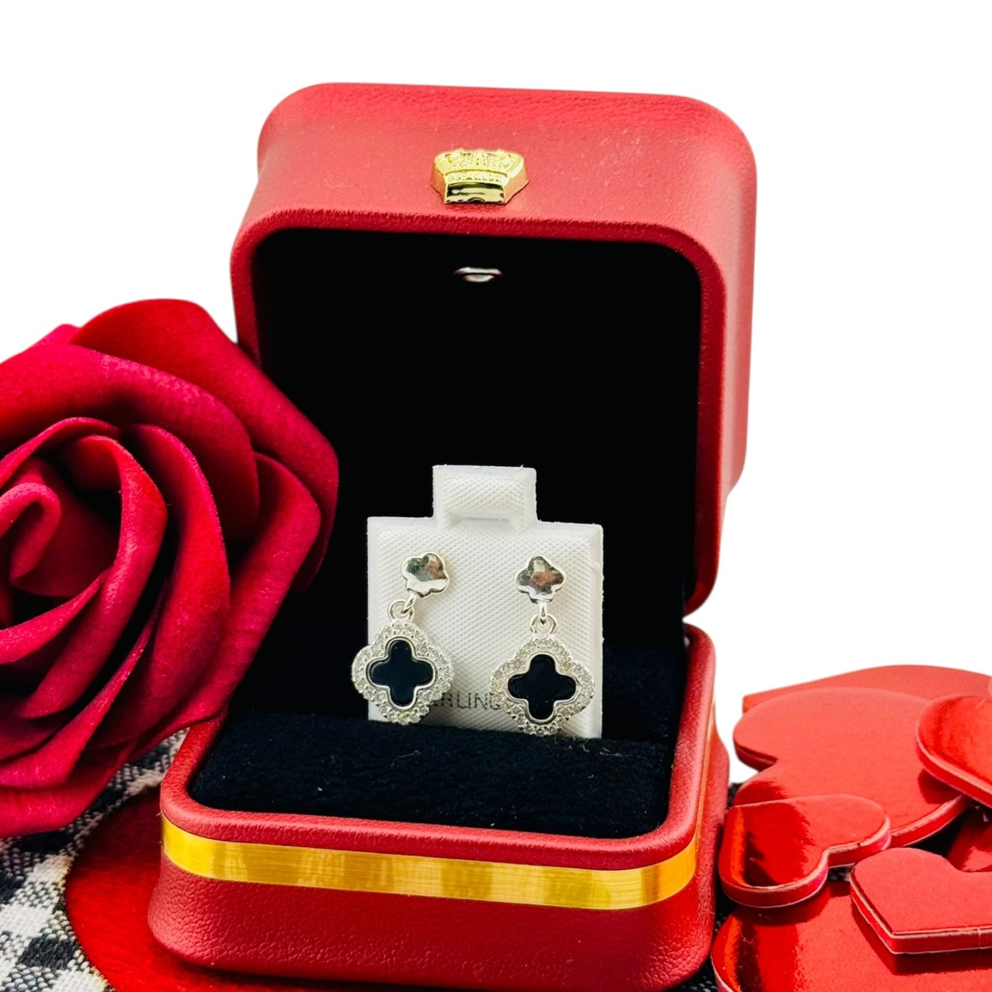 Aretes Trébol Doble Colgante Plata 925