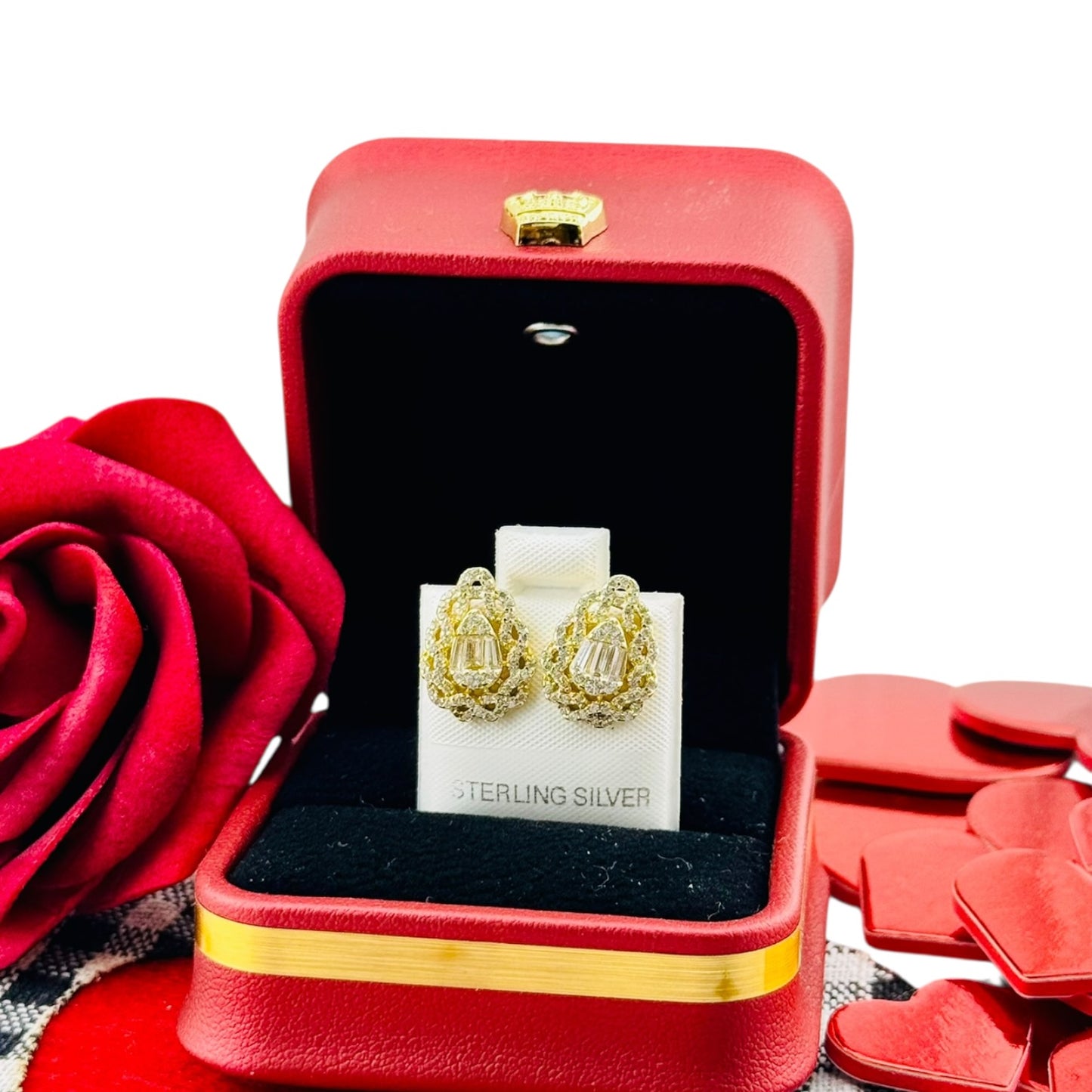 Aretes Gota Elegante Baguette – Plata 925 Bañada en Oro