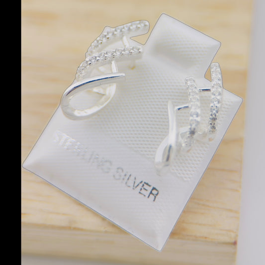 Aretes Huggie Doble Línea Plata 925