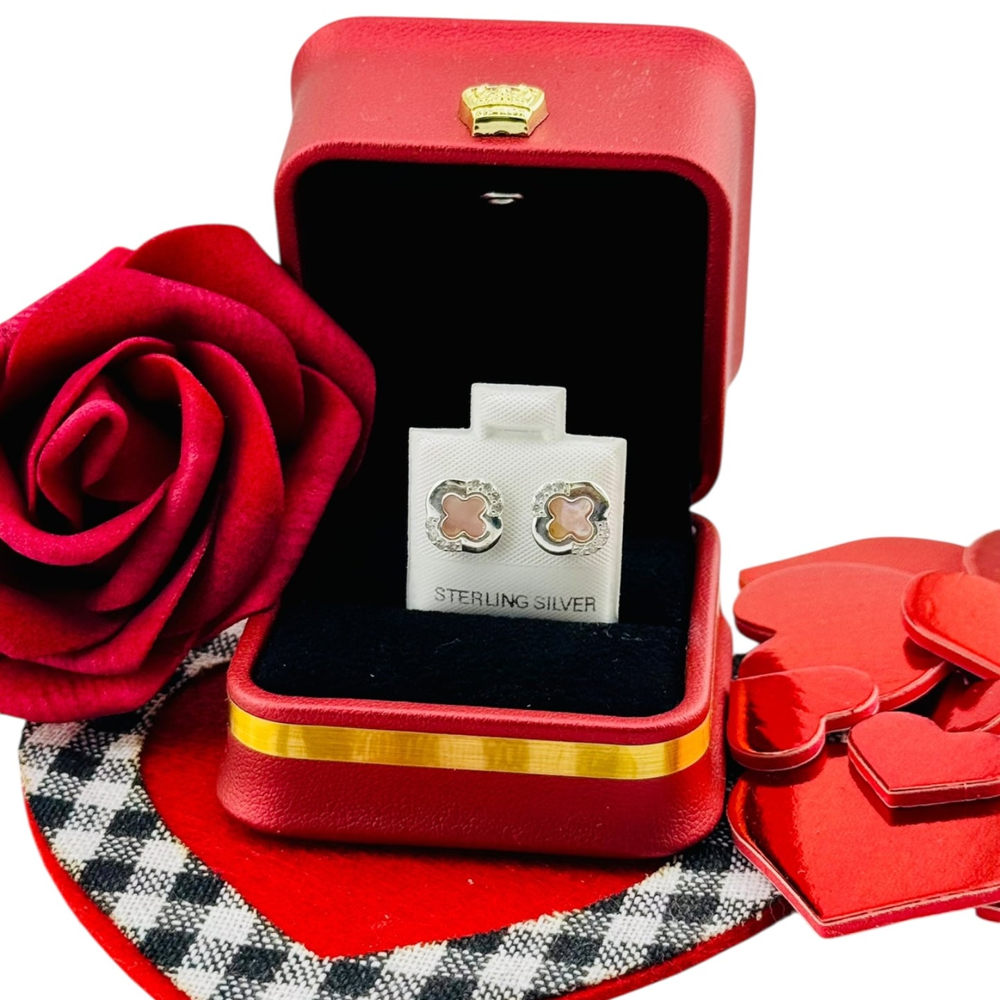 Aretes trébol halo brillante Plata 925