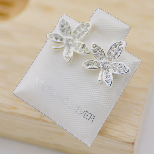 Aretes Flor Plata 925 con Zirconias