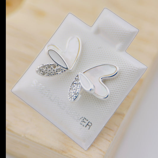 Aretes Corazones Dobles Plata 925