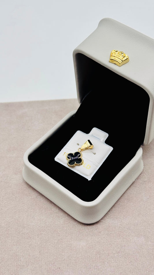 Dije Trébol Negro en Oro 10K – Estilo Elegante