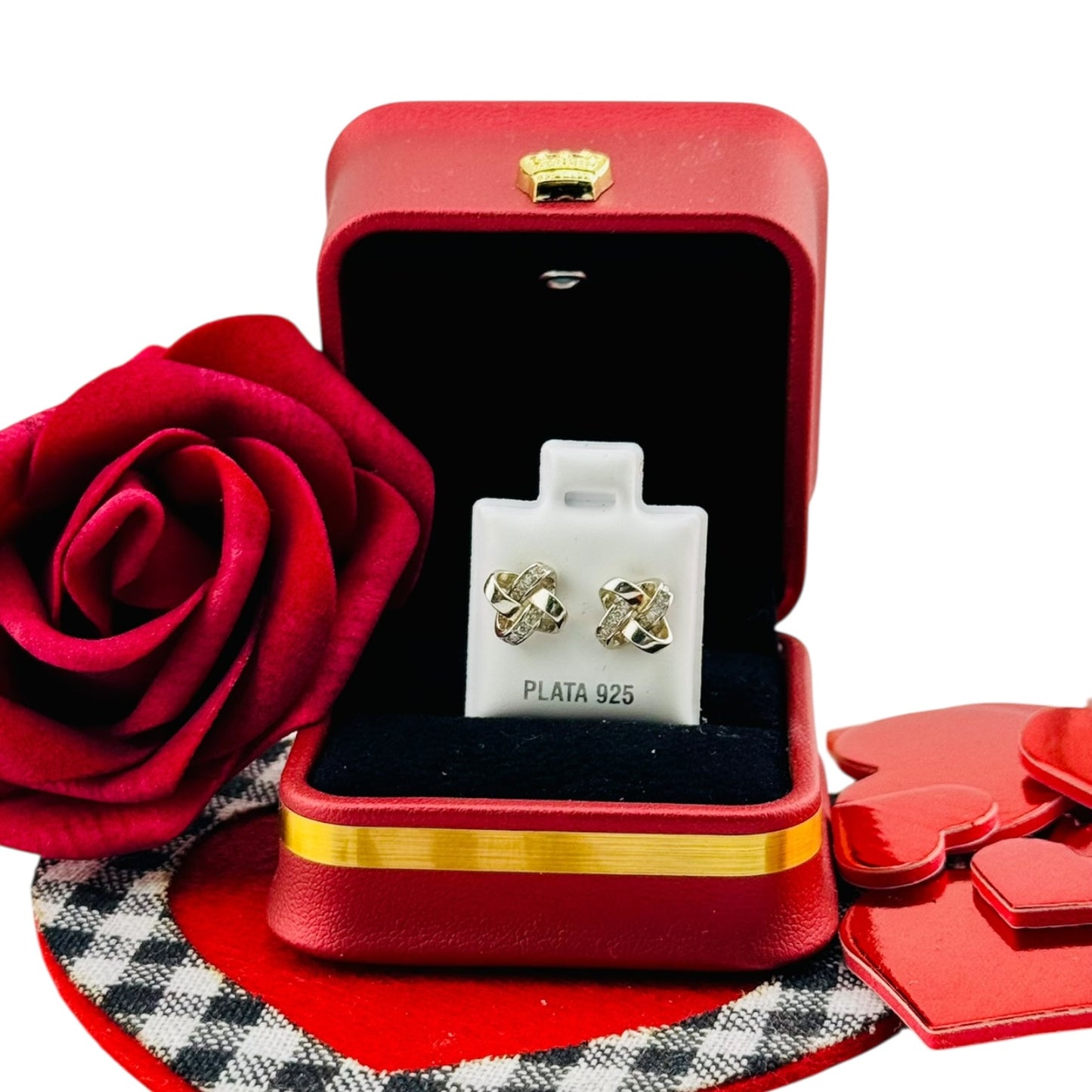 Aretes Nudo Elegante Bicolor Plata 925