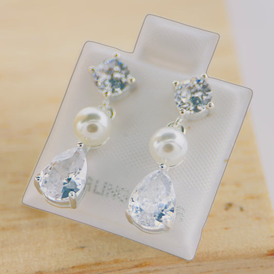 Aretes Plata 925 Gota Elegante con Perla