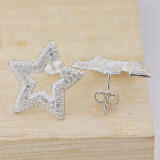 Aretes Estrella Plata 925 con Zirconias
