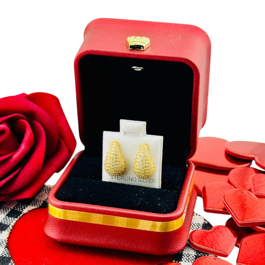 Aretes Gota Texturizada – Plata 925 Bañada en Oro