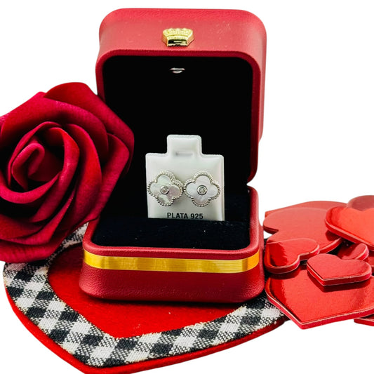 Aretes Trébol Nácar Plata 925