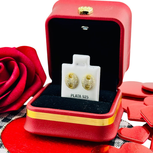 Aretes Ovalados con Diseño Calado – Plata 925 Bañada en Oro