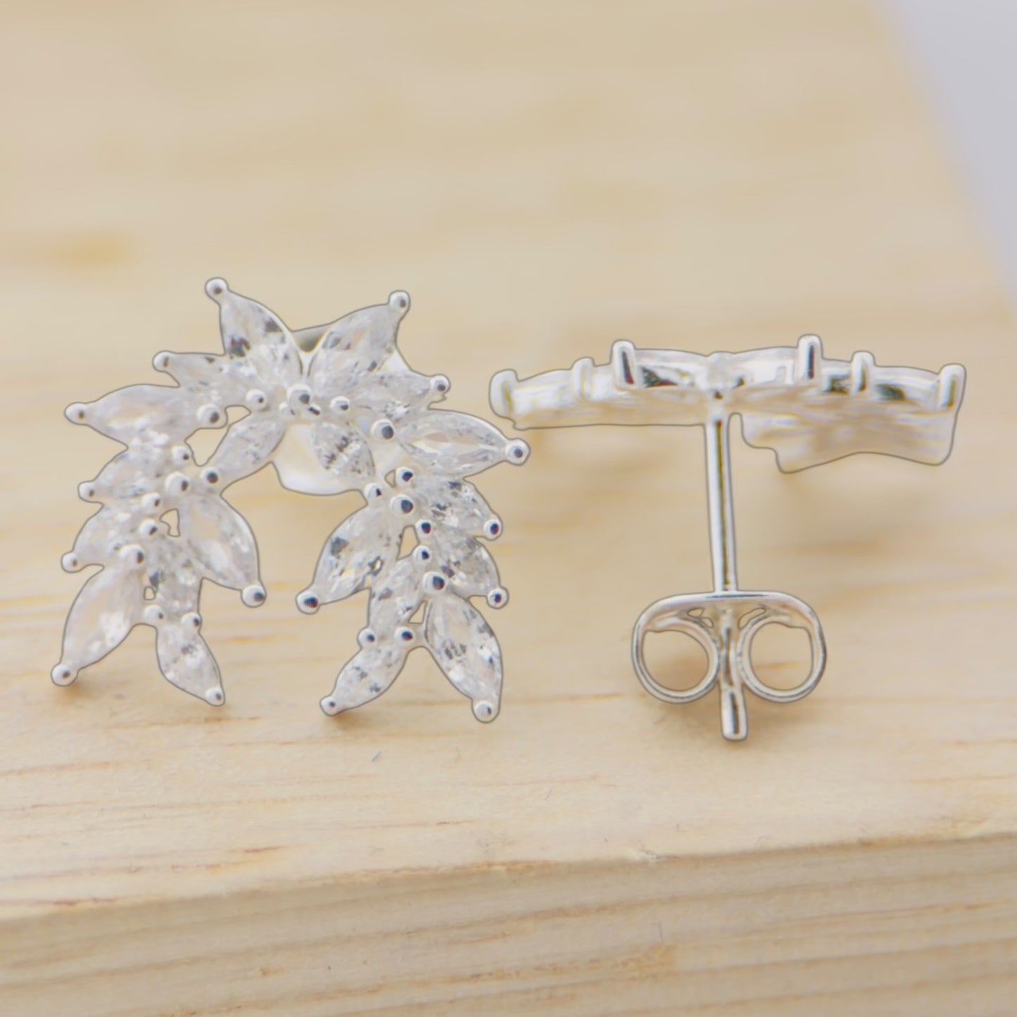 Aretes Flor Doble Plata 925 con Zirconias