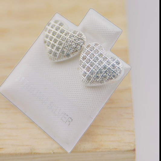 Aretes Corazón Pavé Plata 925