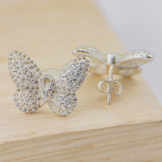 Aretes Mariposa Plata 925 con Zirconias