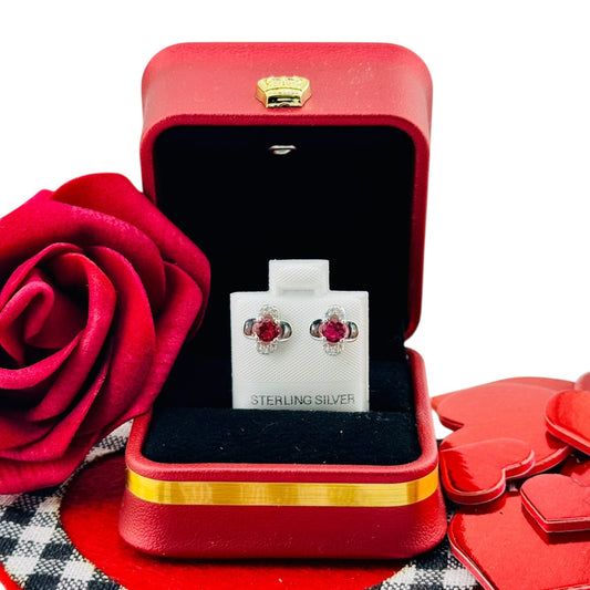 Aretes Flor Clásica Plata 925 con Zirconia