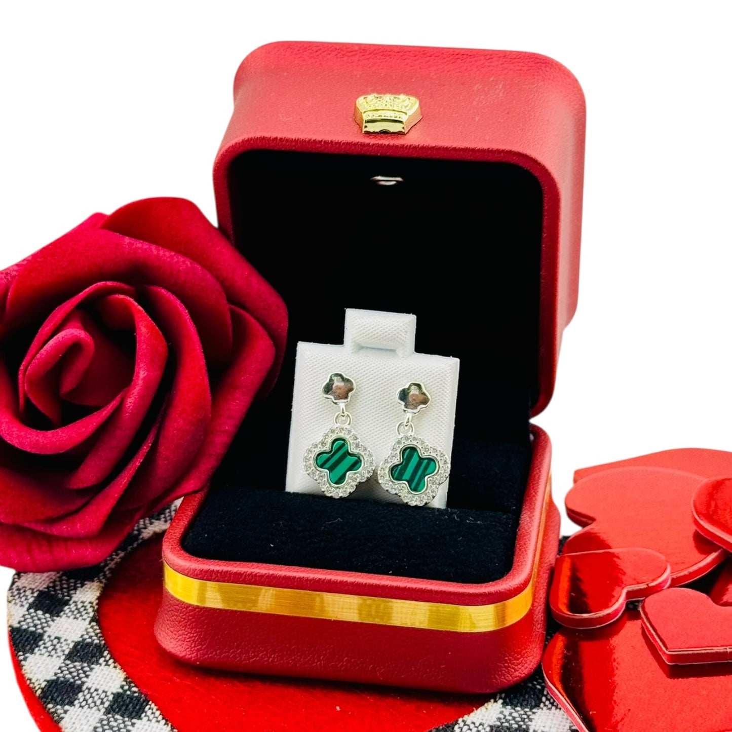 Aretes Trébol Doble Colgante Plata 925