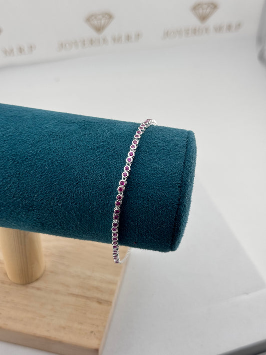 Pulsera Tennis Bisel Fucsia Ajustable – Plata 925