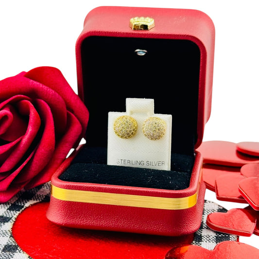 Aretes Esfera Pavé Clásica – Plata 925 Bañada en Oro