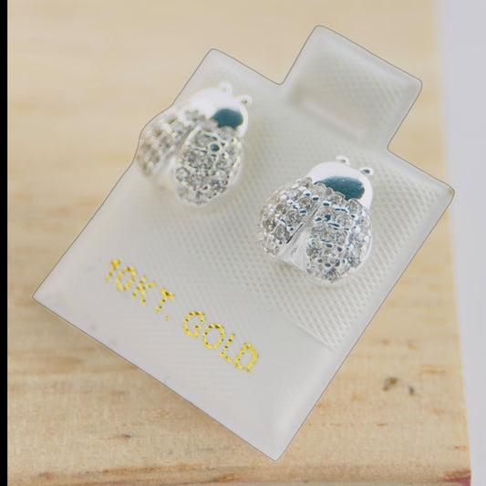 Aretes Plata 925 Mariquita Brillante