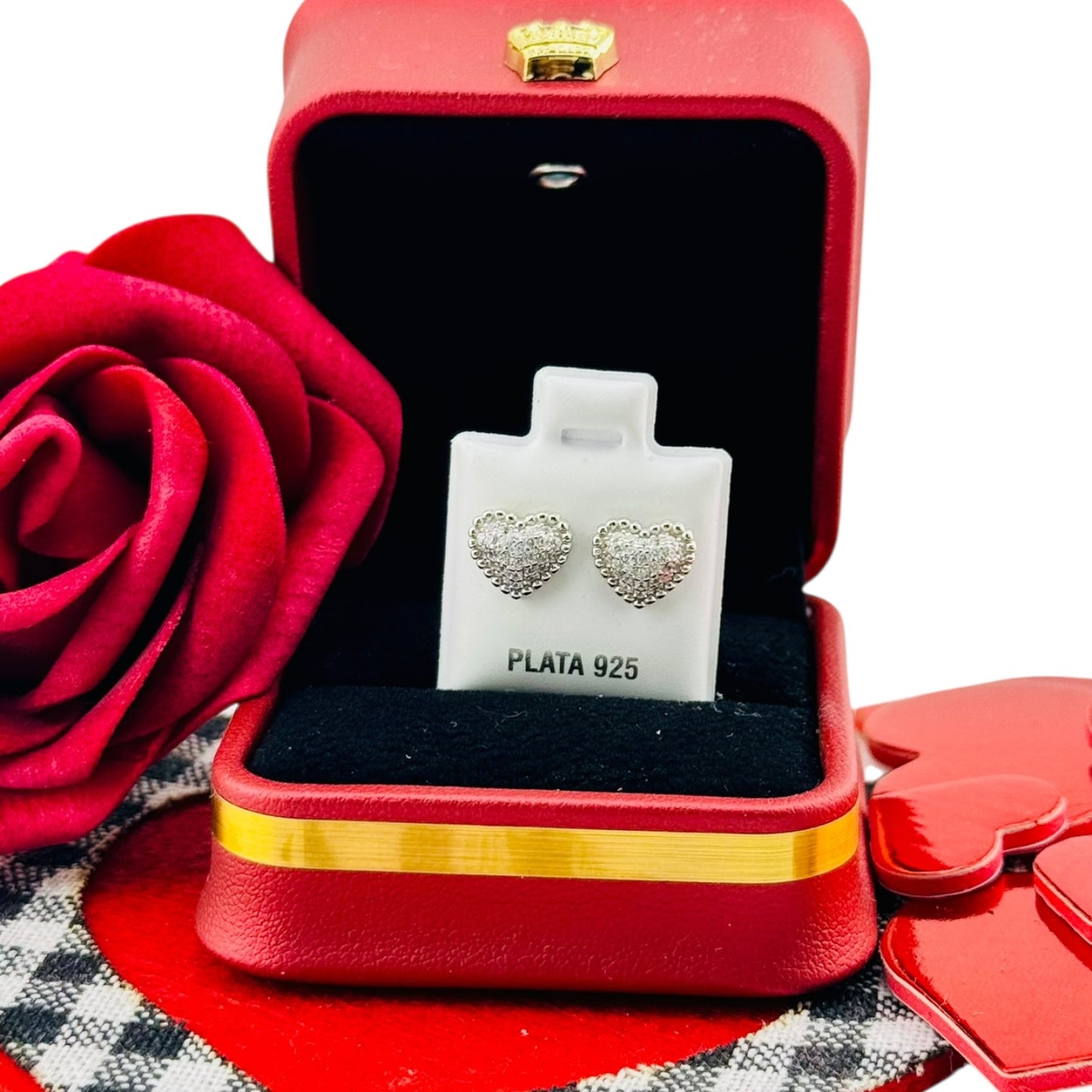 Aretes Corazón Pavé Plata 925