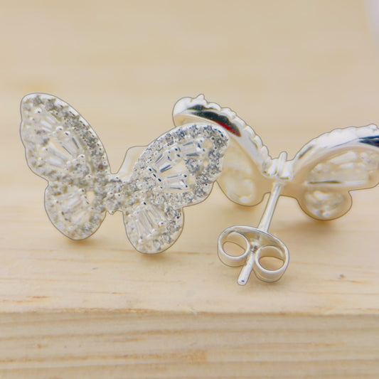 Aretes Mariposa Plata 925 con Zirconias