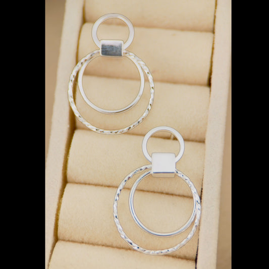 Aretes Doble Aro Geométrico en Plata 925