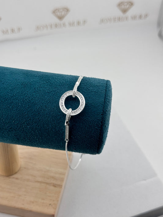 Pulsera Círculo Baguette Ajustable – Plata 925