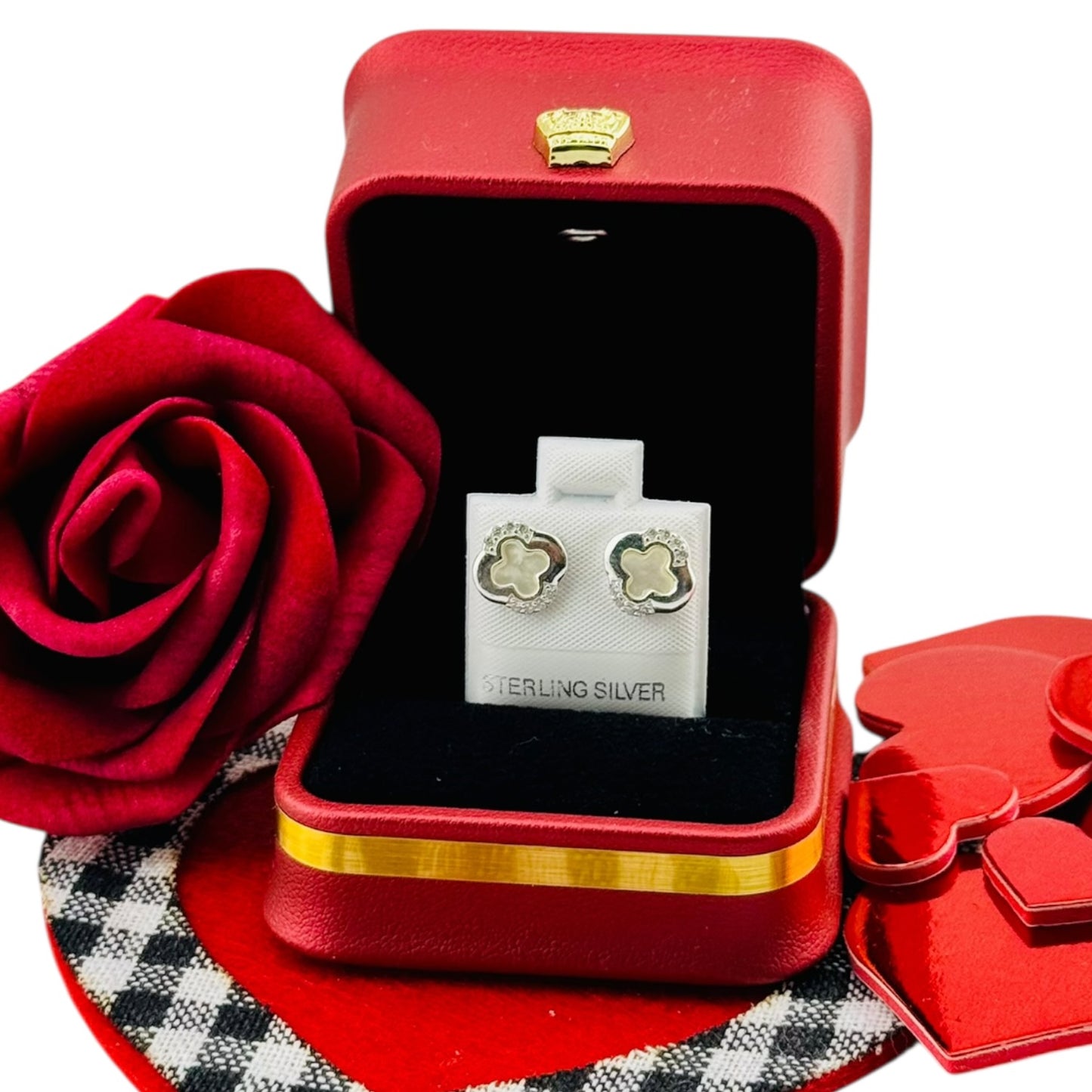 Aretes trébol halo brillante Plata 925