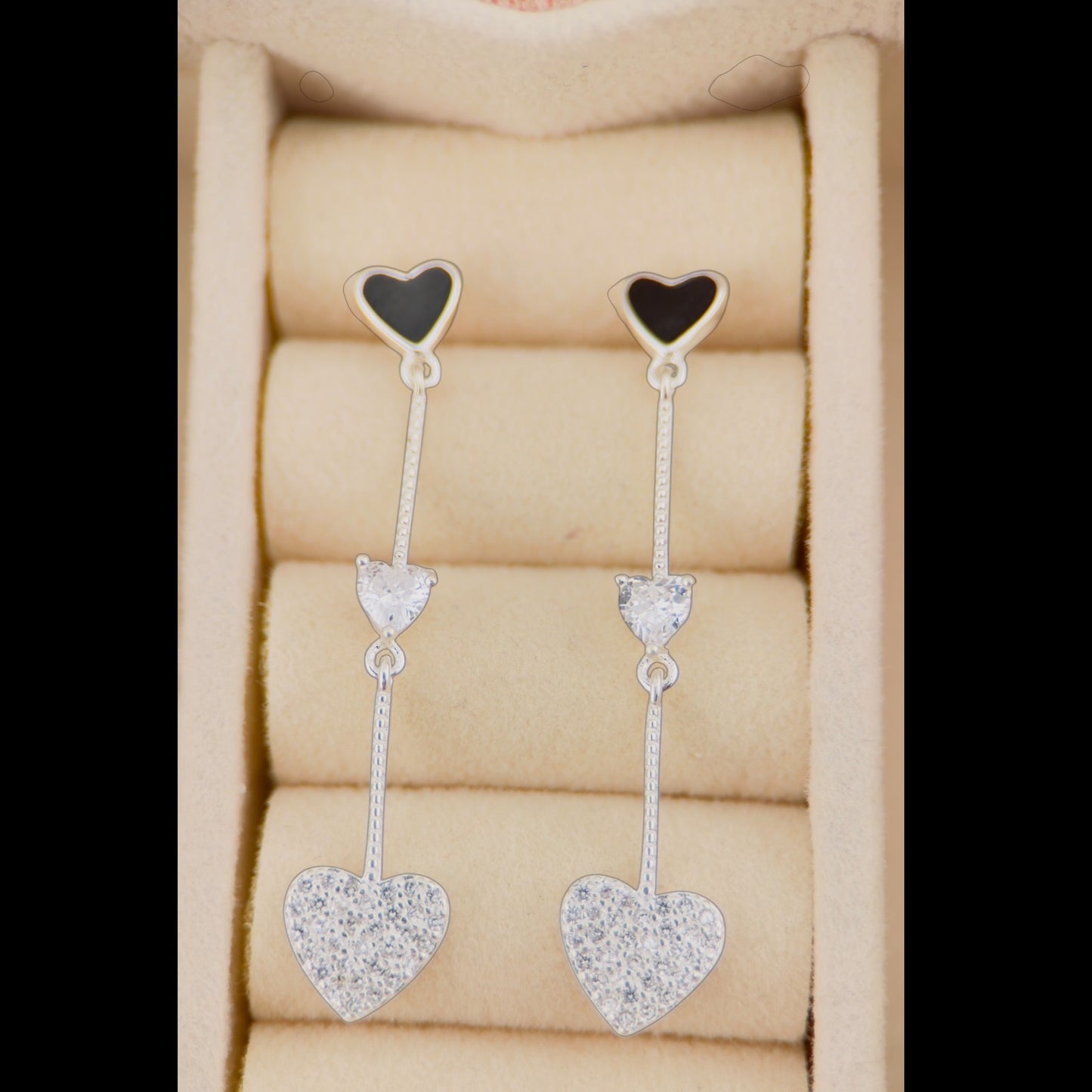 Aretes Tres Corazones en Plata 925