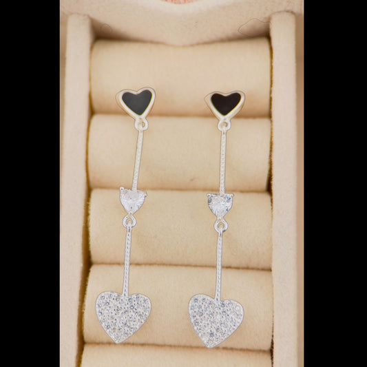 Aretes Tres Corazones en Plata 925