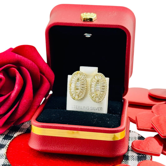 Aretes Óvalo Brillante Luxury – Plata 925 Bañada en Oro