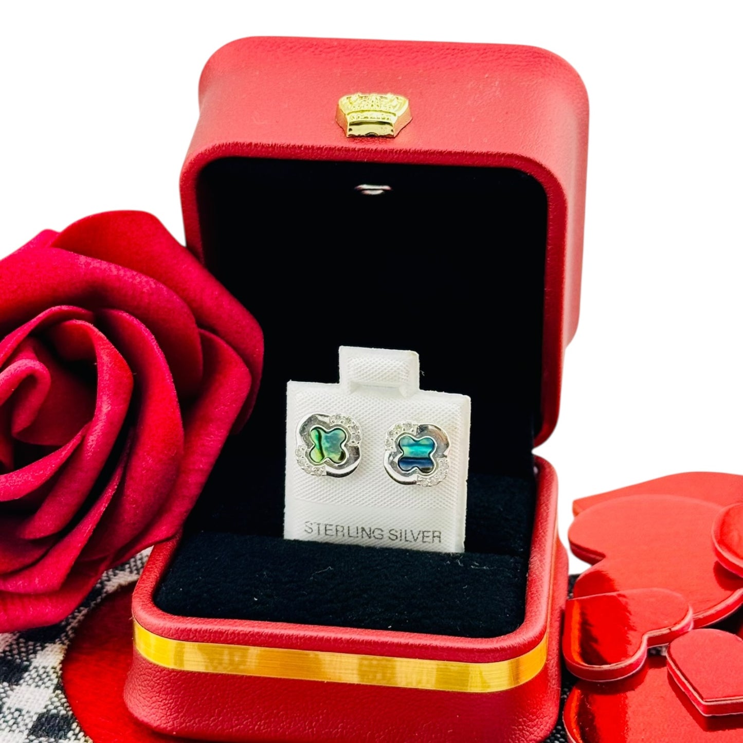 Aretes trébol halo brillante Plata 925