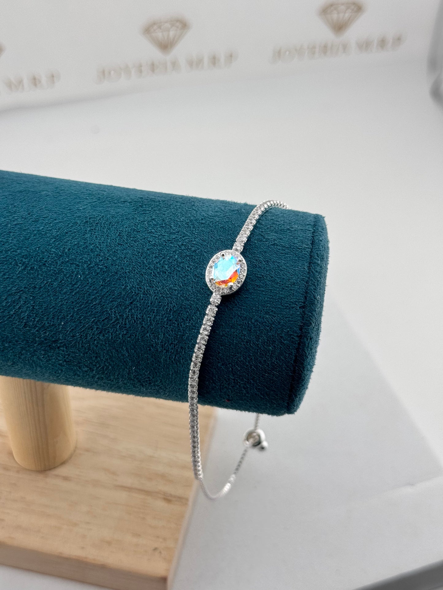 Pulsera Oval Halo Ajustable – Plata 925