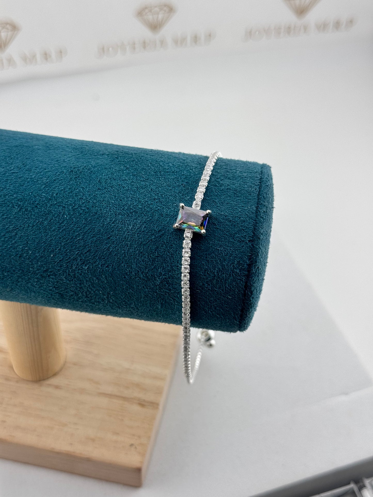Pulsera Piedra Cuadrada Ajustable – Plata 925
