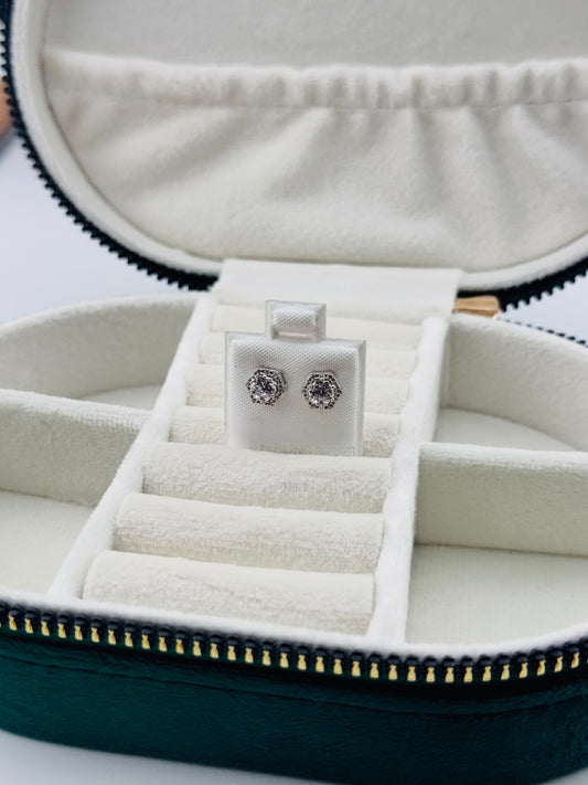 Aretes Hexagonales con Zirconia en Plata 925
