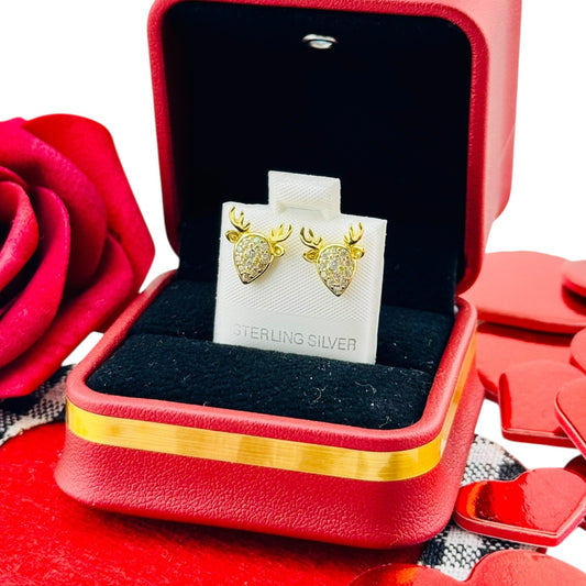Aretes Cabeza de Venado – Plata 925 Bañada en Oro